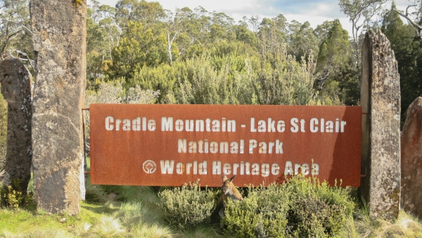 Cradle Mountain-Lake St Clair National Park World Heritage Area Sign