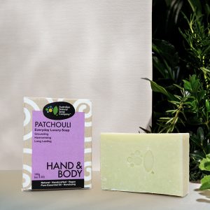 Australian Natural Soap Company 廣藿香精油手工皂 Patchouli Soap 包裝外盒&手工皂