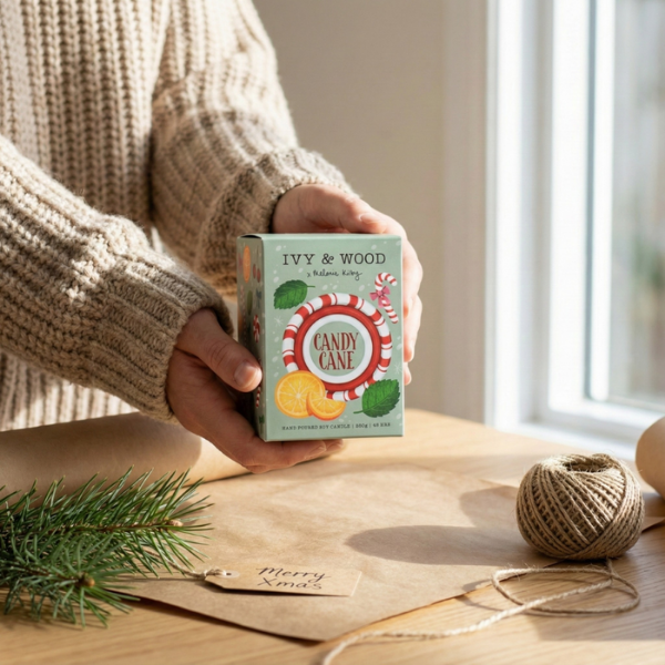 聖誕蠟燭-1 【IVY&WOOD】聖誕香氛蠟燭-拐杖糖